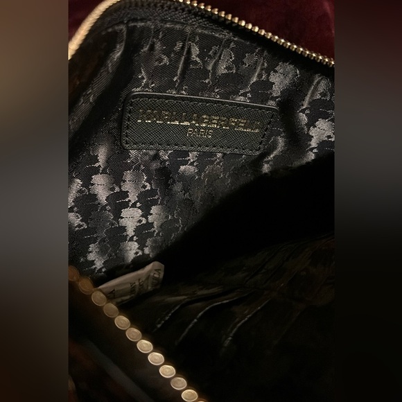 Karl Lagerfeld Paris Double Zip Wristlet Pouch Clutch in a plum combo print. - Picture 7 of 7